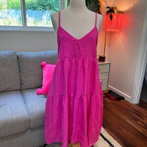 NWT Tiered Open Back Fuchsia Dress (size S)